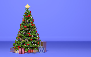 Christmas tree with gifts.