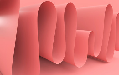 Modern paper art abstract background, 3d render paper waves. Realistic trendy craft style. Origami design template. Pastel colored wavy folds