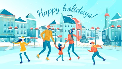Obraz premium People Enjoying Winter Weather in Open Ice Rink