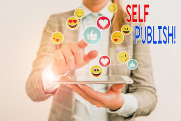 Writing note showing Self Publish. Business concept for writer publish piece of ones work...