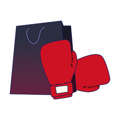 red boxing gloves with shopping bag
