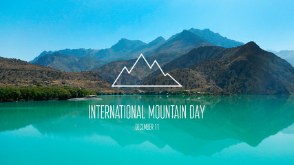 International Mountain Day images. Beautiful mountainous landscape. Mountains with lake. Mountain Day Poster, December 11. Important day