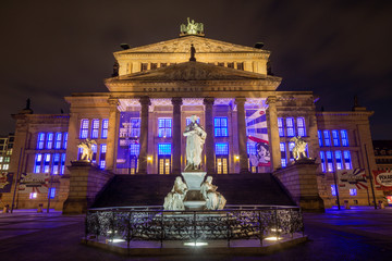 BERLIN, GERMANY, FEBRUARY - 16, 2017: The Konzerthaus building and the memorial of Friedrich...