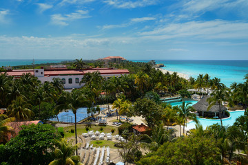 Fototapeta na wymiar Varadero Cuba all inclusive beach resort on the Hicacos Peninsula