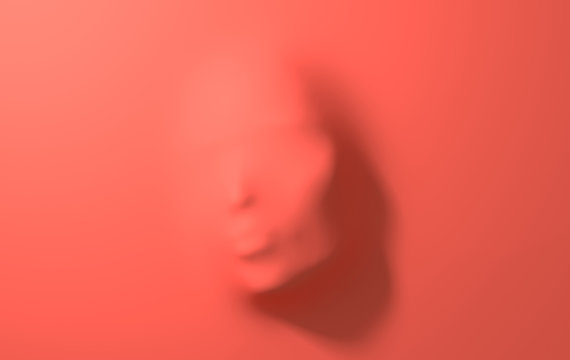 Beautiful Face Pressing Through Elastic Fabric. Hidden Woman's Face Background 3d Render. Mysterious Woman Behind Stretchy Material.