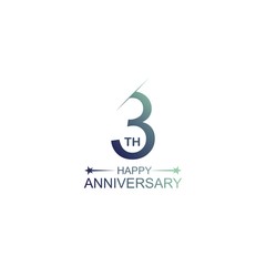 3th anniversary vector template. Design for celebration, greeting cards or print.