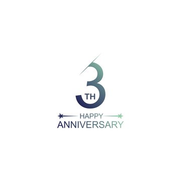 3th anniversary vector template. Design for celebration, greeting cards or print.