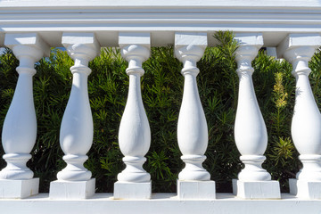 Elegant abstract close up detail of balustrades on a balcony in the historic district in Charleston, South Carolina.