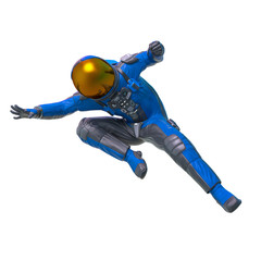 astronaut explorer in a super action pose in white background