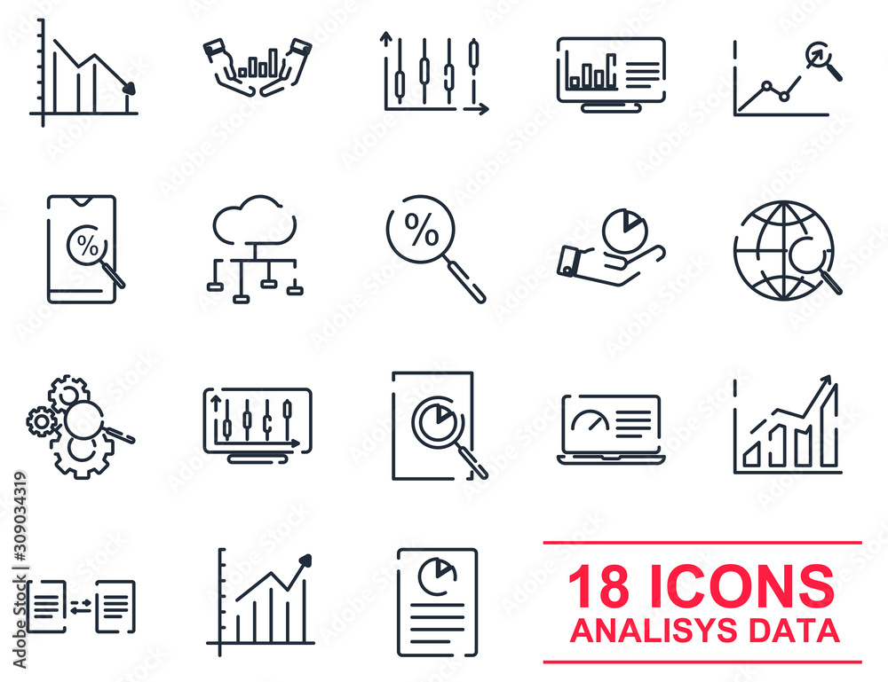 Poster Data Analysis set icon template color editable. Data Analysis pack symbol vector sign isolated on white background icons vector illustration for graphic and web design.