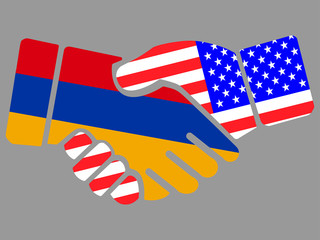 Armenia and USA flags Handshake vector