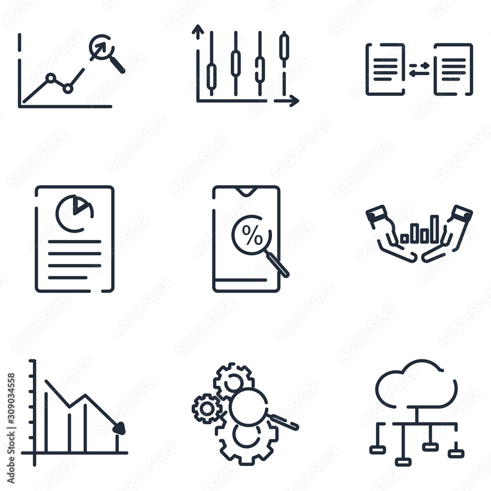 Poster Data Analysis set icon template color editable. Data Analysis pack symbol vector sign isolated on white background icons vector illustration for graphic and web design.