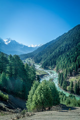 Fototapeta na wymiar Lidder river at Aru valley, Jammu and Kashmir, India