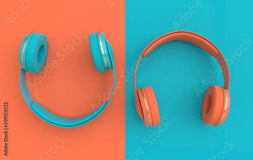 Headphones Realistic 3d Render Music 