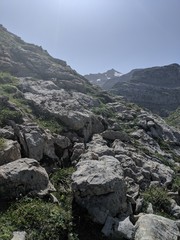 Fototapeta na wymiar Mountains With Grass and Rocks in Spain, Los Picos de Europa, the Peaks of Europe
