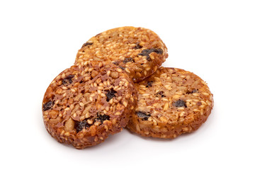 Glazed granola sweets, isolated on white background
