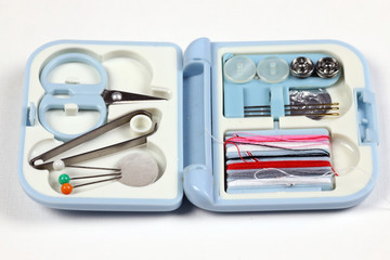 travel or multi-purpose sewing kit on white background