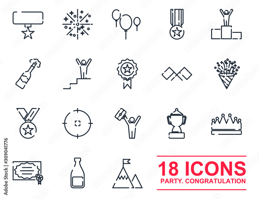 Poster Premium Succes set icon template color editable. Party pack symbol vector sign isolated on white background icons vector illustration for graphic and web design.
