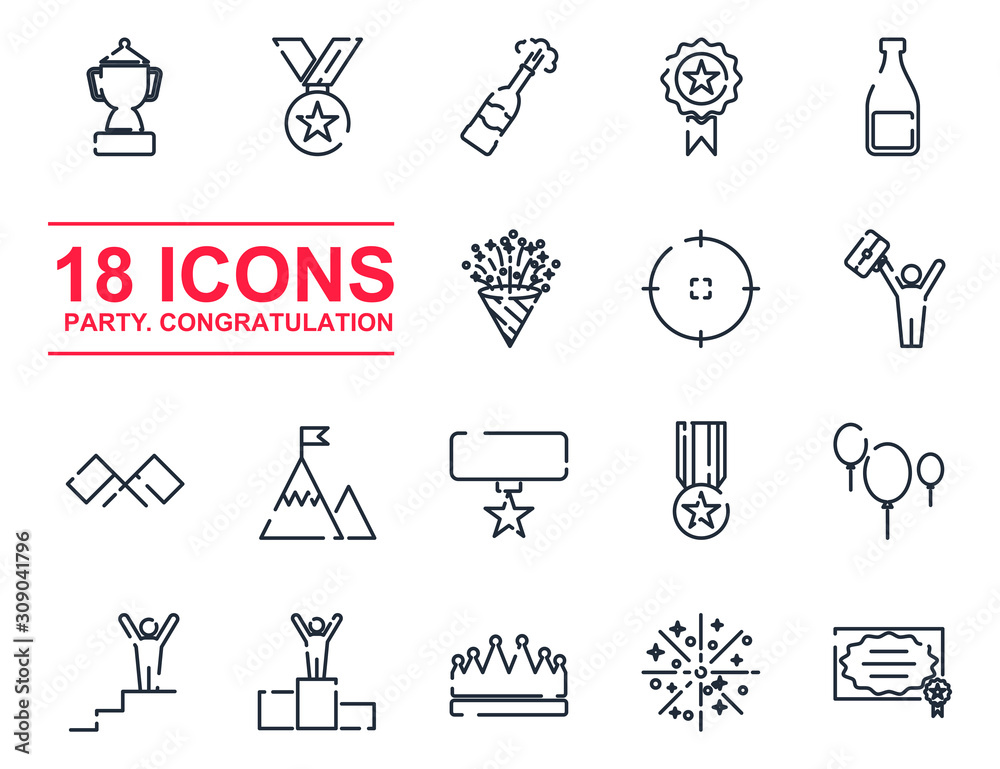 Leinwandbilder Premium Succes set icon template color editable. Party pack symbol vector sign isolated on white background icons vector illustration for graphic and web design.