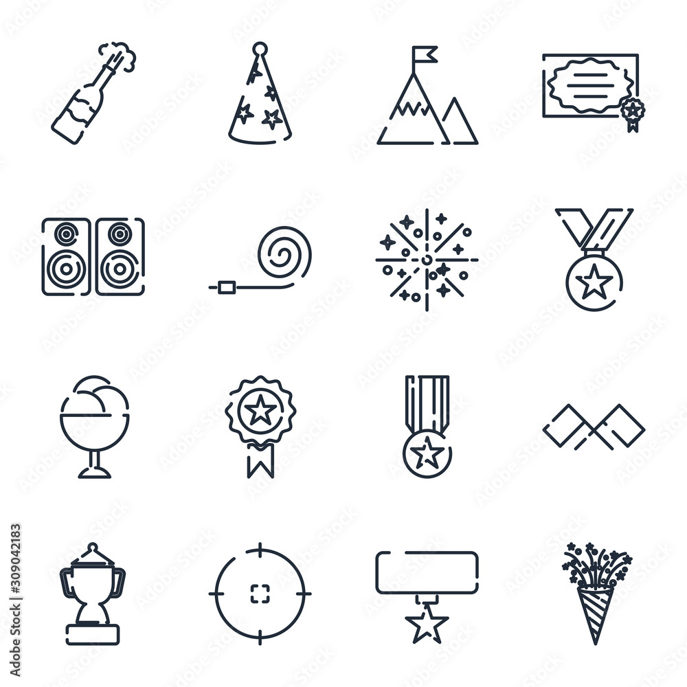 Aufkleber Premium Succes set icon template color editable. Party pack symbol vector sign isolated on white background icons vector illustration for graphic and web design.