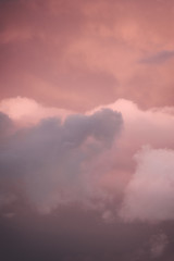 Clouds in the sky with pink shades