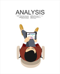 Concepts for business planning and accounting, analysis, audit, project management, marketing, research in flat design style.