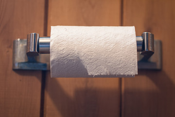 Toilet Paper Roll on Wood Wall