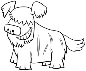 cartoon shaggy dog animal character coloring book page