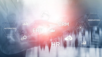ERP, Business innovation concept on blurred background.