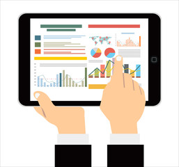 Concepts for business planning and accounting, analysis, audit, project management, marketing, research in flat design style.