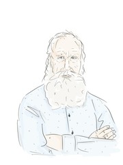 sketch old man with a long beard