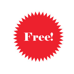 Free! badge banner. Attention grabber design element. Star label for marketing offer.