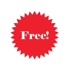 Free! badge banner. Attention grabber design element. Star label for marketing offer.
