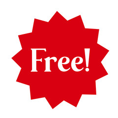 Free! badge banner. Attention grabber design element. Star label for marketing offer.
