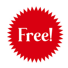 Free! badge banner. Attention grabber design element. Star label for marketing offer.