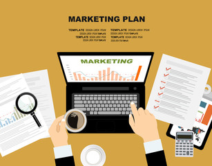 Flat design illustration concepts for business plan and marketing plan. Concepts for web banner and promotional material.