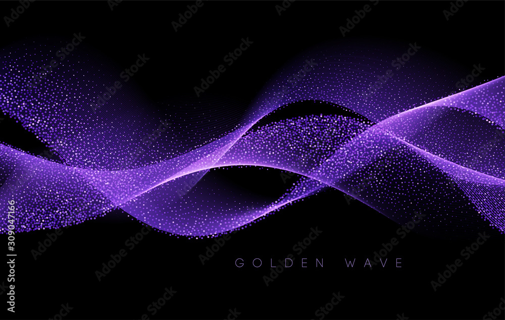 Poster Abstract shiny color gold wave design element