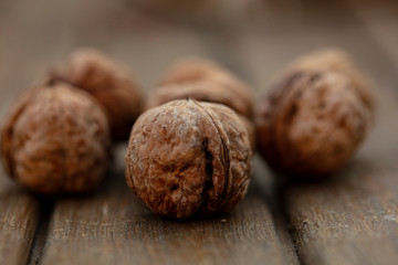 walnuts on wooden background