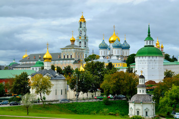 Fototapeta na wymiar Sergiev Posad, Moscow region, Russia - August 15, 2019: Trinity-Sergiev Lavra, the most important Russian monastery and the spiritual centre of the Russian Orthodox Church
