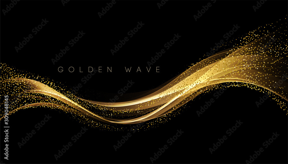 Aufkleber abstract shiny color gold wave design element