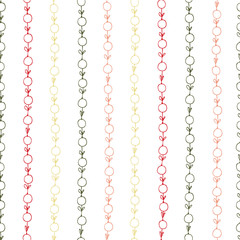 Seamless pattern of circles, balls arranged in a vertical line, different colors, cute, childish, childish, on a white background, for textiles.