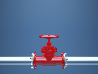 Industrial Pipe Valve on blue Background