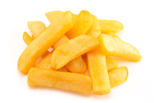 Pile Of Chunky Steak Fries Isolated On A White Background