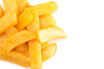 Pile of Chunky Steak Fries Isolated on a White Background