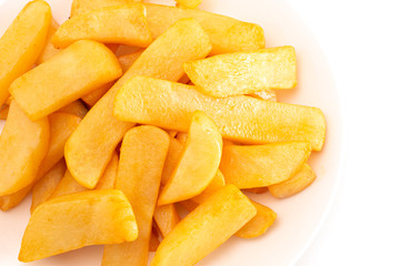 Pile of Chunky Steak Fries Isolated on a White Background