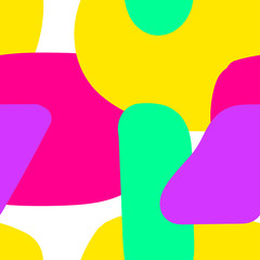 Seamless vector stock multicolor pattern. Bright yellow, green, pink, purple spots on a white background. Hand-drawn liquid shapes illustration for wallpaper, wrapping paper, web, posters, textile