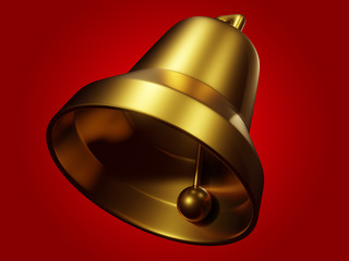 Golden jingle bell. Christmas decoration. 3d illustration