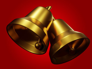 Obraz na płótnie Canvas Golden jingle bell. Christmas decoration. 3d illustration