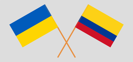 Crossed flags of Colombia and the Ukraine.