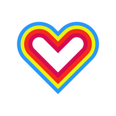 Bright multi-colored heart icon. Vector drawing. Isolated object on a white background. Isolate.